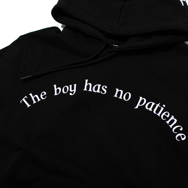 THE BOY HAS NO PATIENCE ARC TEXT HOODIE フーディー